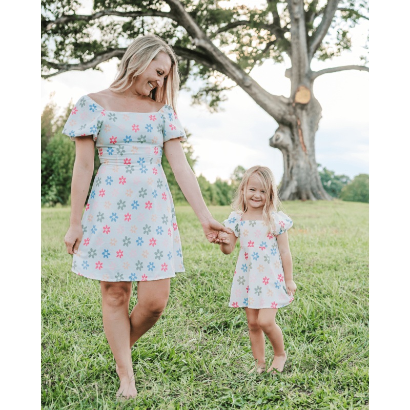 Bea Puff Sleeve Mini Dress – Colorful Flowers 0-3months