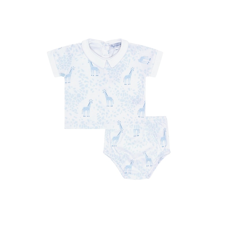 Blue Giraffe Print Diaper Cover Set Blue 0 – 3M