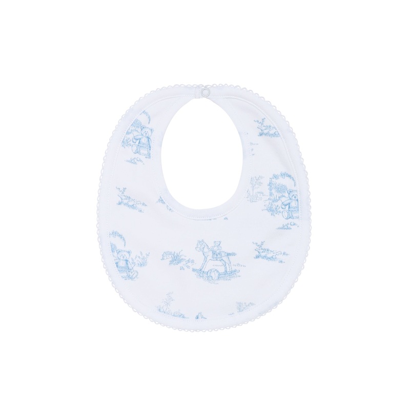 Blue Toile Baby Bib Blue One Size