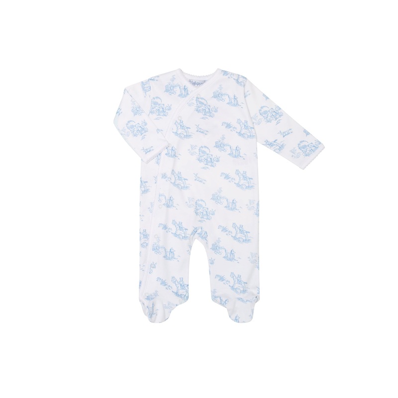 Blue Toile Crossover Footie Blue 0 – 3M