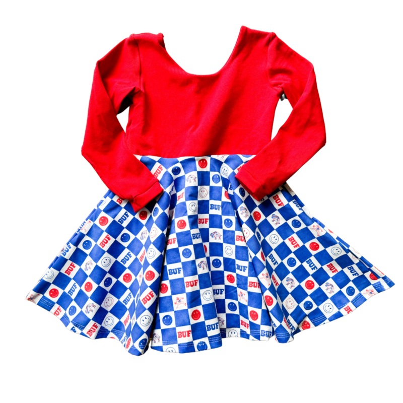 Buffalove Check Twirl Dress (Red Bodice) 6-12 Months Classic Tank