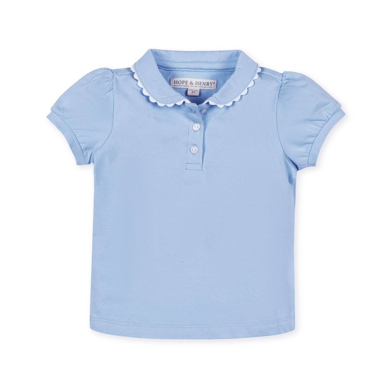 Hope and Henry – Organic Puff Sleeve Polo Small Classic Blue with White