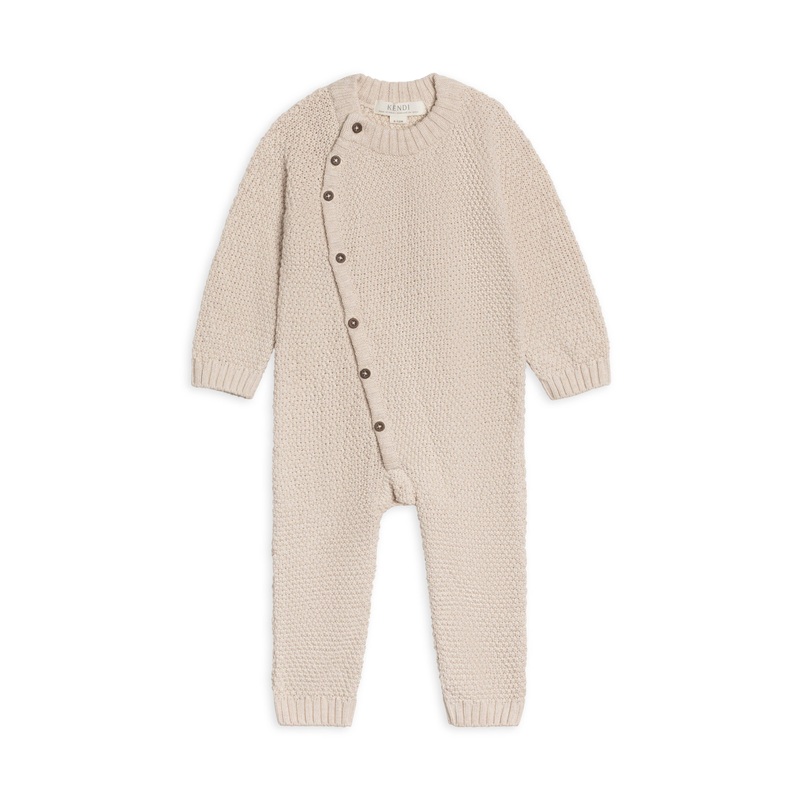 Colored Organics – Casey Seed Stitch Sweater Knit Kimono Romper Heather Oat 0-3m
