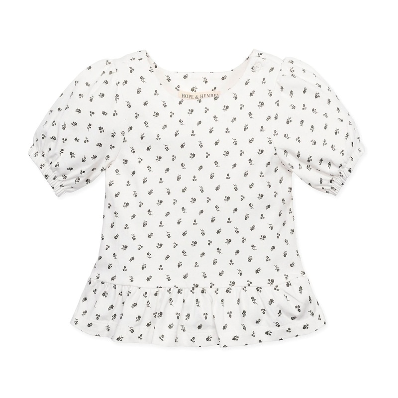 Hope and Henry – Organic Knit Peplum Top – Baby 18-24 Months Provence Ditsy Floral
