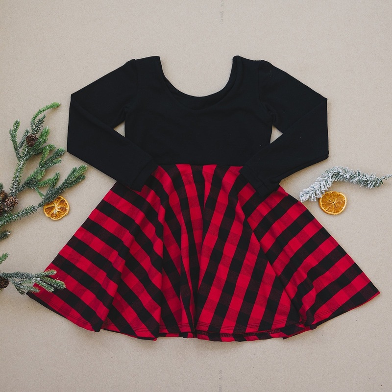 Red & Black Check Twirl Dress (Black Bodice) 6-12 Months Classic Tank