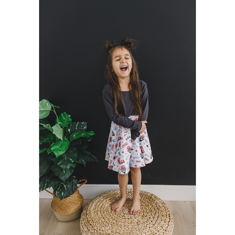 Vintage Buf Twirl Dress (Charcoal Bodice) 6-12 Months Classic Tank