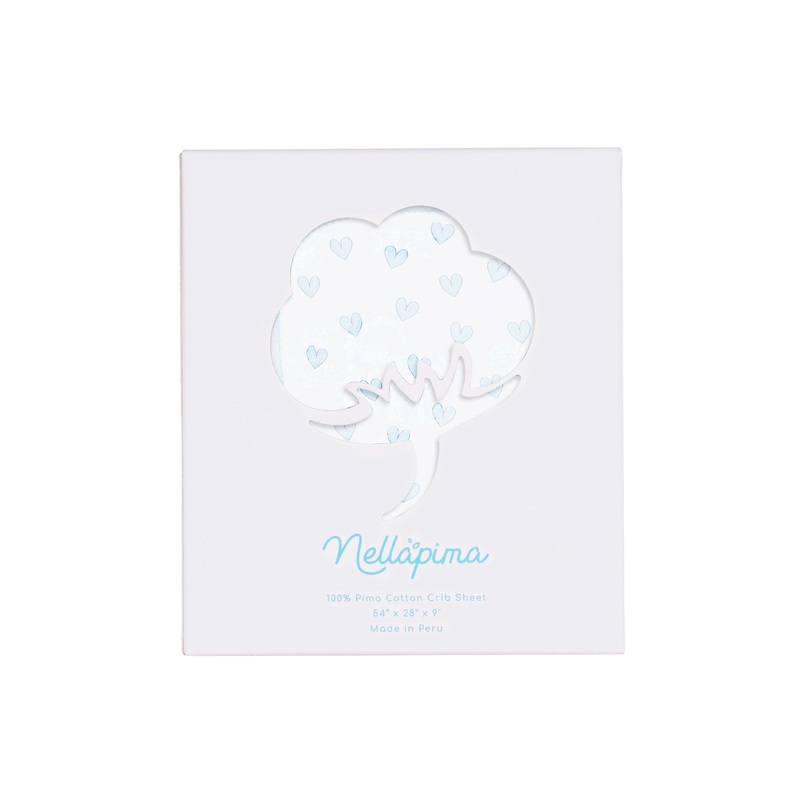 Blue Heart Print Crib Sheets Blue One Size