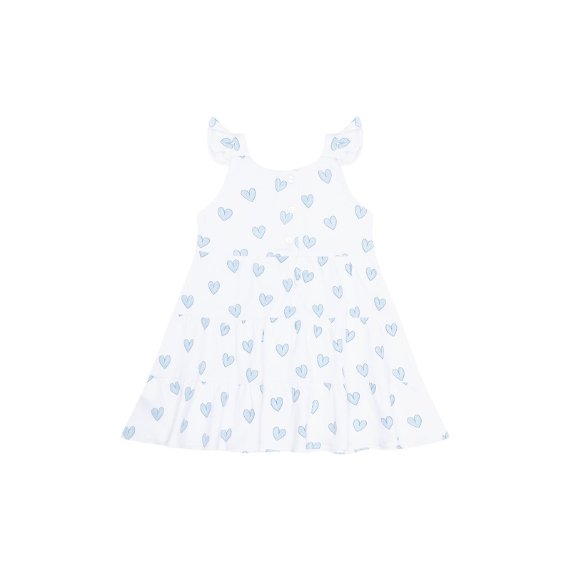 Blue Heart Print Ruffle Dress Blue 12 – 18M