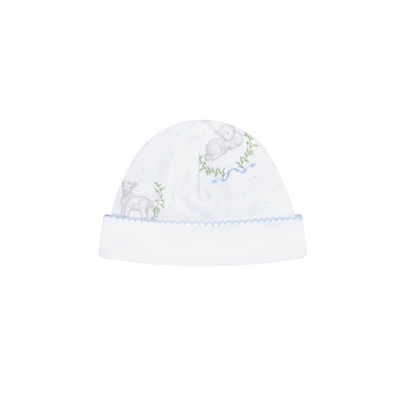 Blue Lamb Print Hat Blue One Size