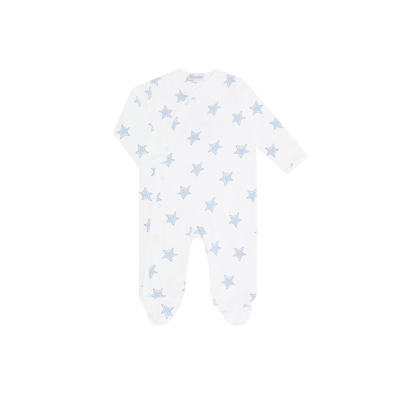 Blue Stars Print Crossover Footie Blue 0 – 3M