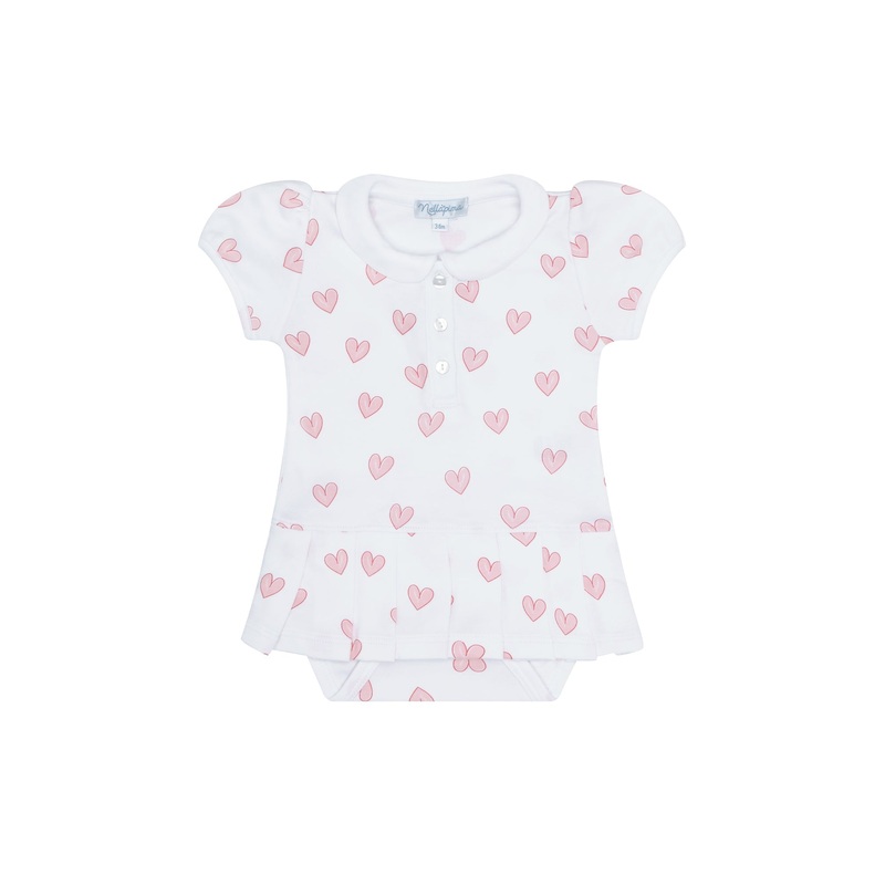 Pink Heart Print Onesie Dress Pink 3 – 6M
