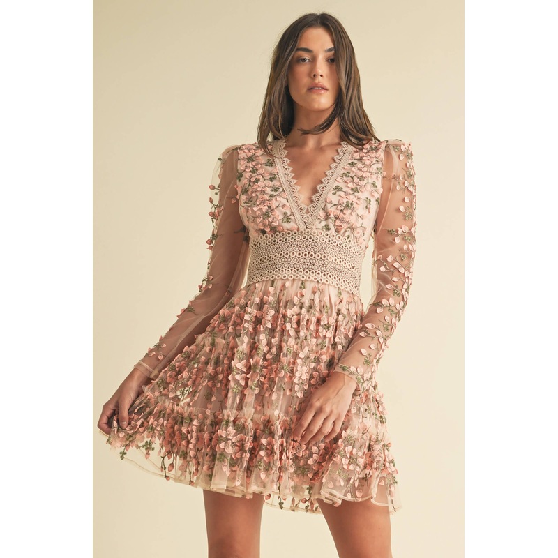 Floral Lace Mini Dress S