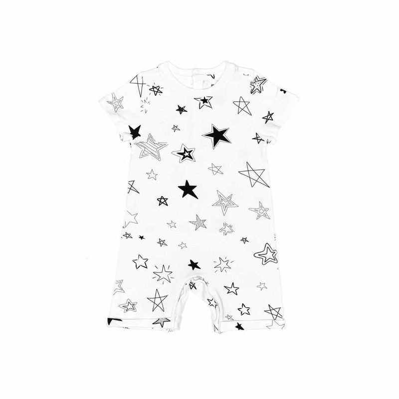 Organic Snap Romper in Stars Newborn