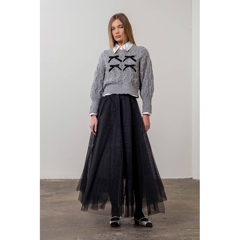 Ribbon Detail Chunky Knit Sweater XS