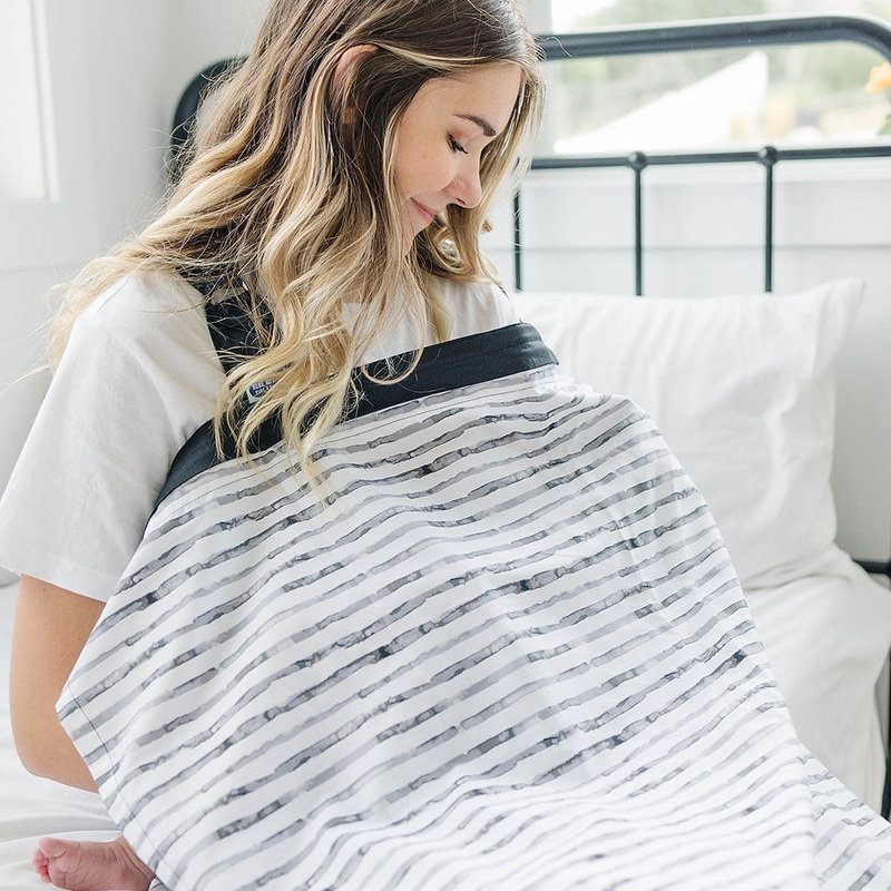 Zip & Switch Nursing Cover – Grey & Stripes