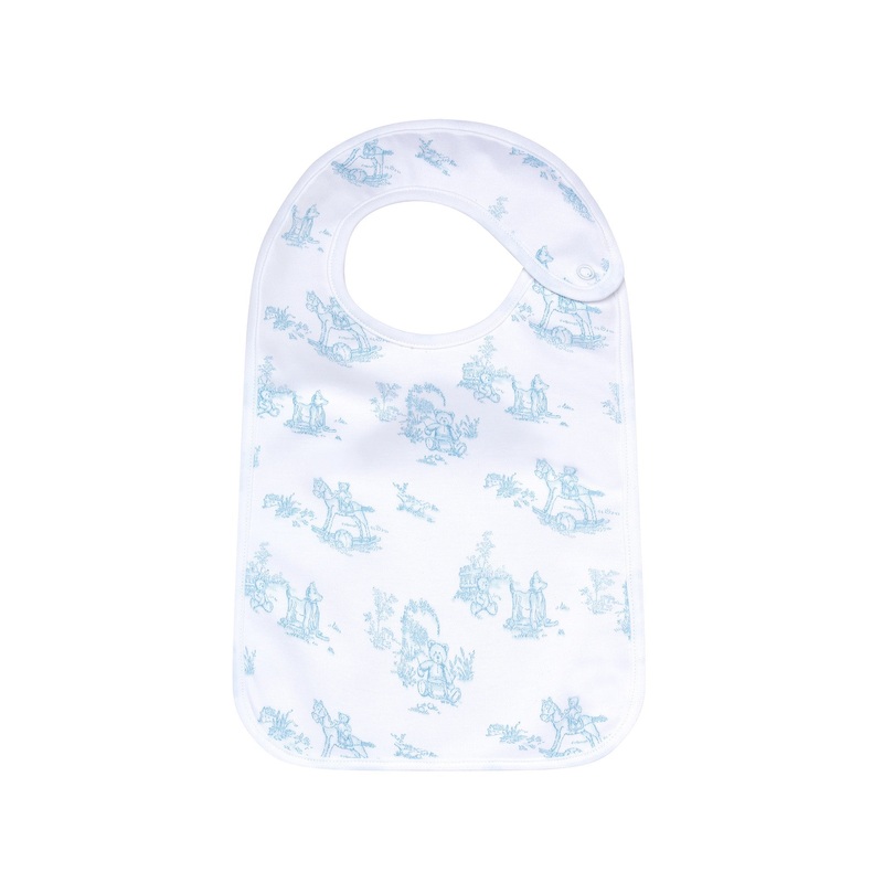 Blue Toile Baby Feeding Bib Blue One Size