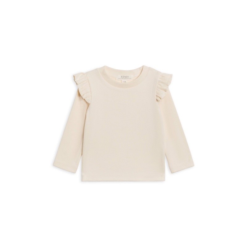 Colored Organics – Gaby Ribbed Ruffle Long Sleeve Top 6-12m