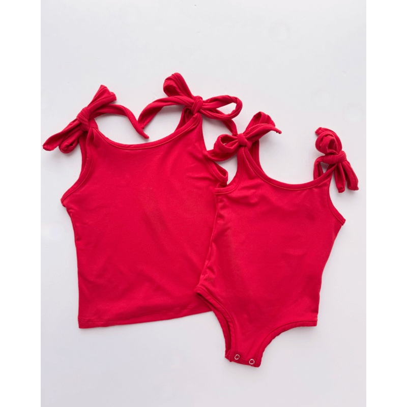 Madden Tie-Shoulder Tank Top & Leotard – Red 0-3months