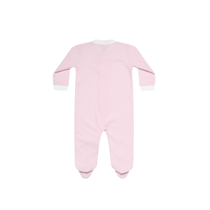 Pink Gingham Zipper Footie Pink New Born