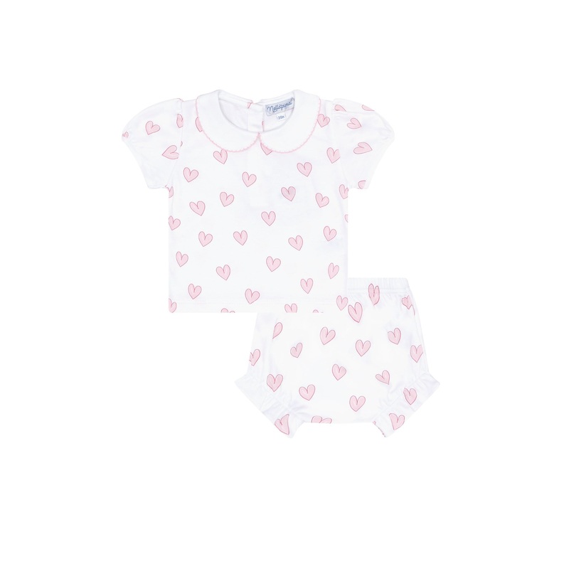 Pink Heart Print Diaper Cover Set Pink 0 – 3M
