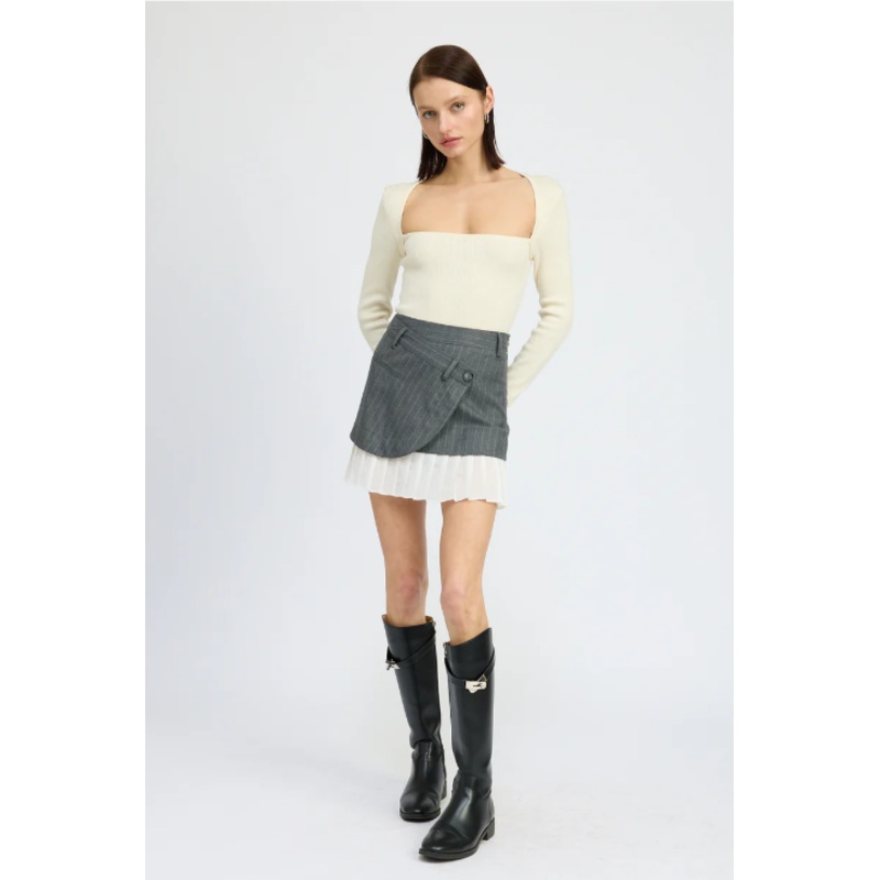 Presley Mixed Media Mini Skirt Small