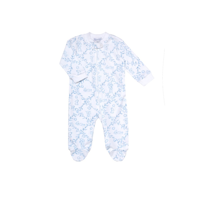 Blue Bears Trellace Zipper Footie Blue New Born