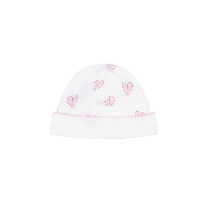 Pink Heart Print Hat Pink One Size