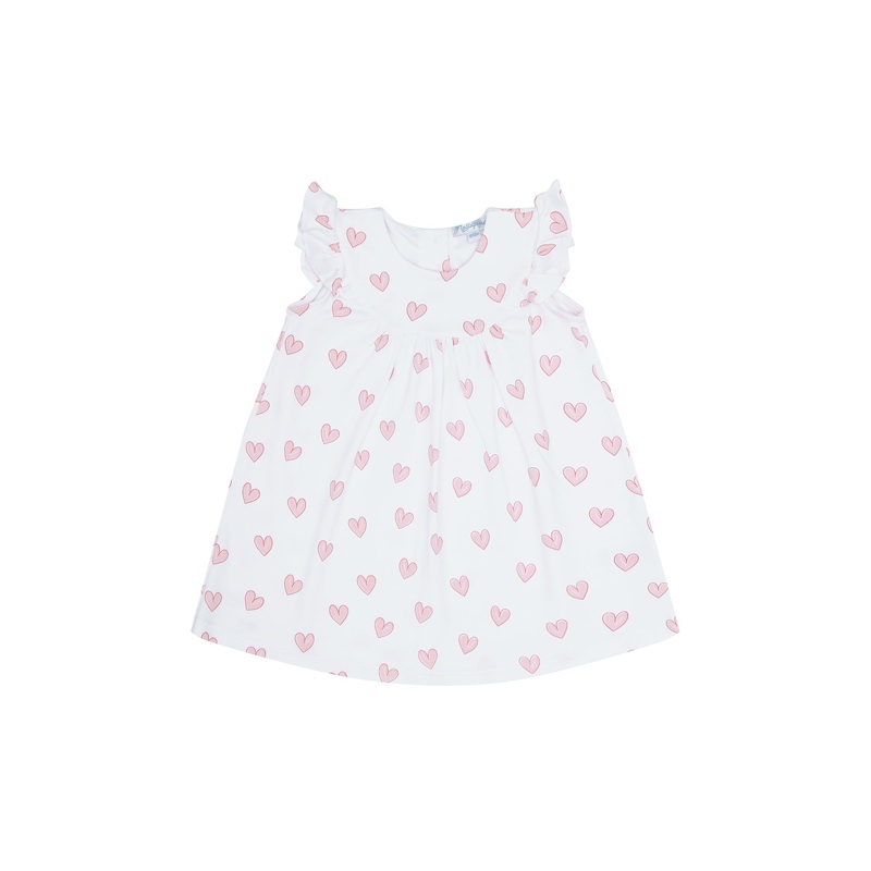 Pink Heart Print Scoop Neck Dress Pink 12 – 18M