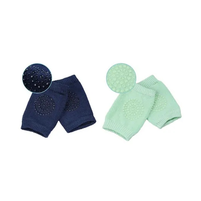 Babymoon Baby Knee pads AntiSlip Stretchable KneeCap Elbow Safety Protector Set Of 2- Blue & Turquoise