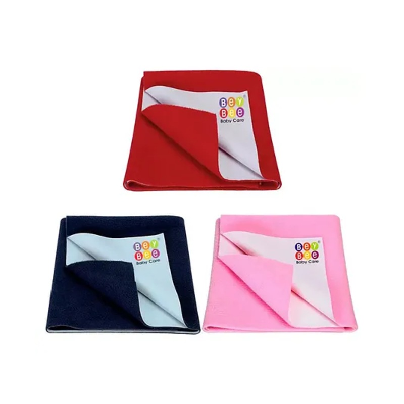 BeyBee Cotton Baby Bed Protecting Mat Small – Red  Pink and Dark Blue