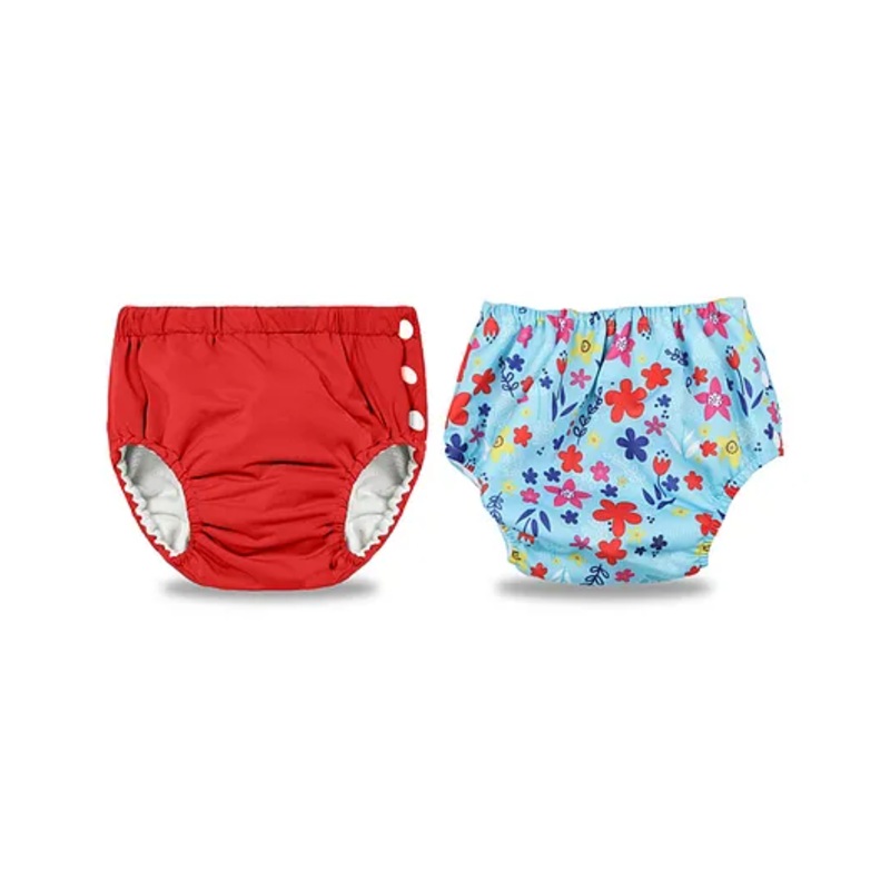Chinmay Kids Swimming Pants Reusable Swimwear Diaper Pool Pants Pack of 2 – Red & Sky  Blue