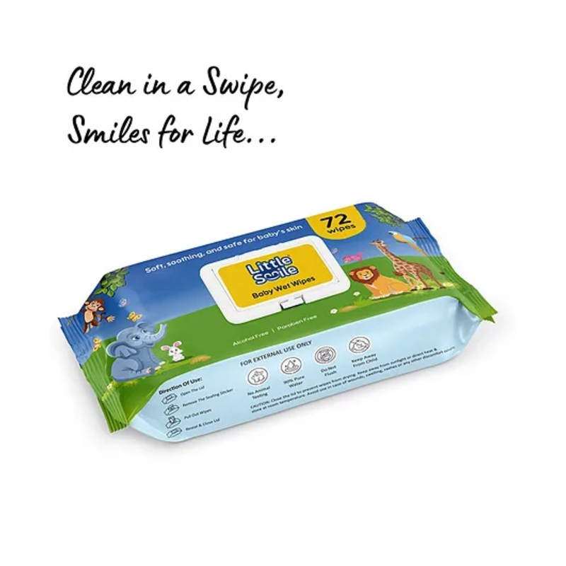 Little Smile Baby Wipes Soft, Safe & Gentle Care | Pack of 1 | 72 Wipes