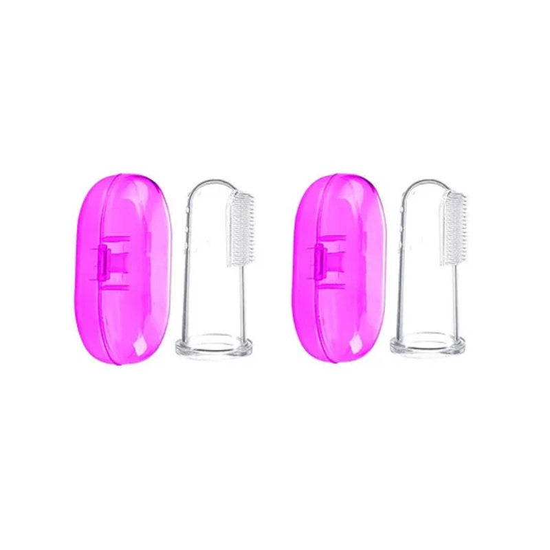 numum Baby Silicone Finger Tooth Brush – Pack of 2 (PINK) (Color and design may vary)