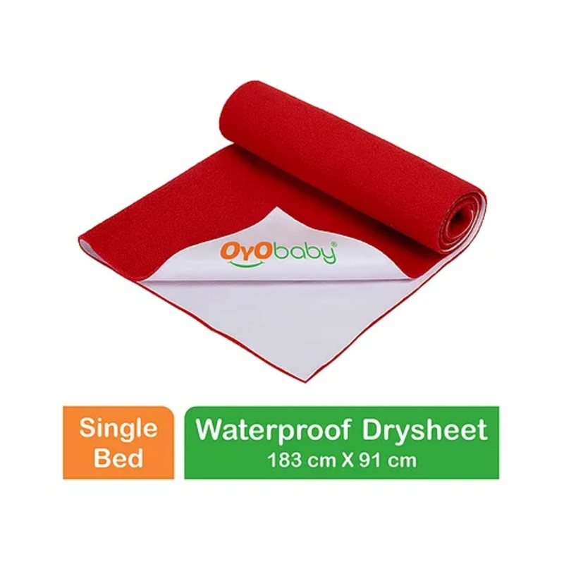 OYO BABY Anti-Piling Fleece Extra Absorbent Instant Dry Sheet, Baby Bed Protector, Waterproof Sheet, Single bed (72 x 36 Inch), Red