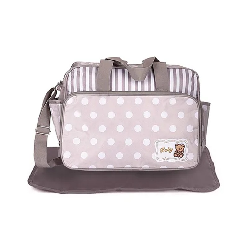 PACKNBUY Classic Baby Diaper Bag with Changing Mat – Grey