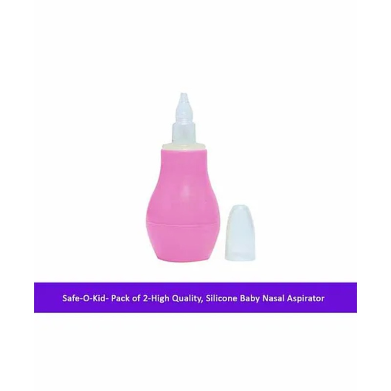 Safe-O-Kid Silicone Baby Nasal Aspirators Pack of 2 – Pink White