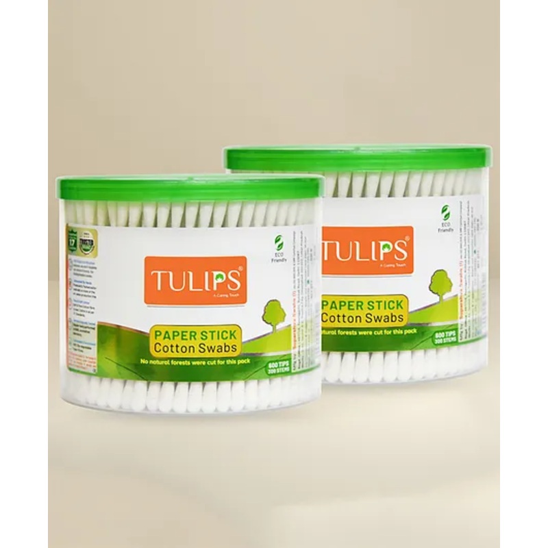 Tulips Biodegradable Cotton Buds Swabs Pack Of 2 – 300 Pieces Each