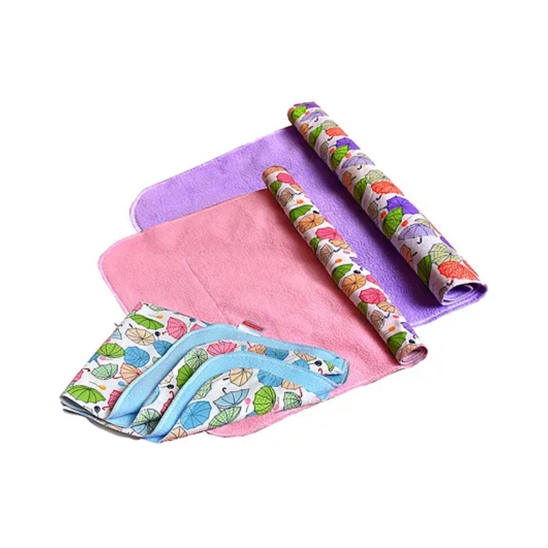 VParents 0 Vparents  Diaper Changing Mat Sleeping mats Water Proof Bed Protector with one side fabric New Born Baby (65cm x 45 cm) (0-6 Months) multicolor