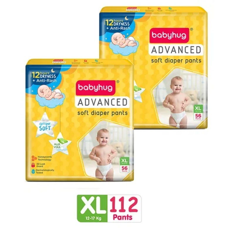 Babyhug Advanced Pant Style Diapers Extra Large Size Pack of 2 – 56 Pieces Each