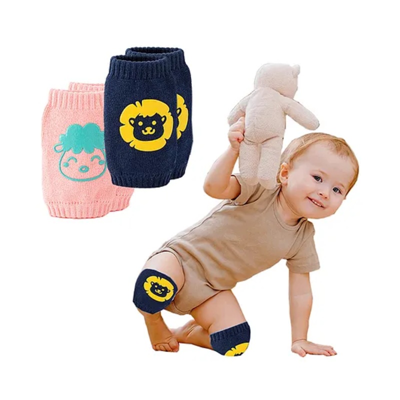 Babymoon Designer Baby Kneepads for Protection Knee Pads for Crawling, Anti-Slip Safety Protector Pack of 2 – Pink-Blue