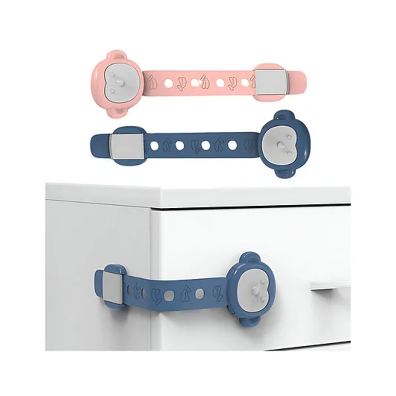 Bembika Child Safety Lock For Fridge, Drawers, Cupboard, Cabinet, Window Safety Monkey Design Pink & Blue – 2 Pcs