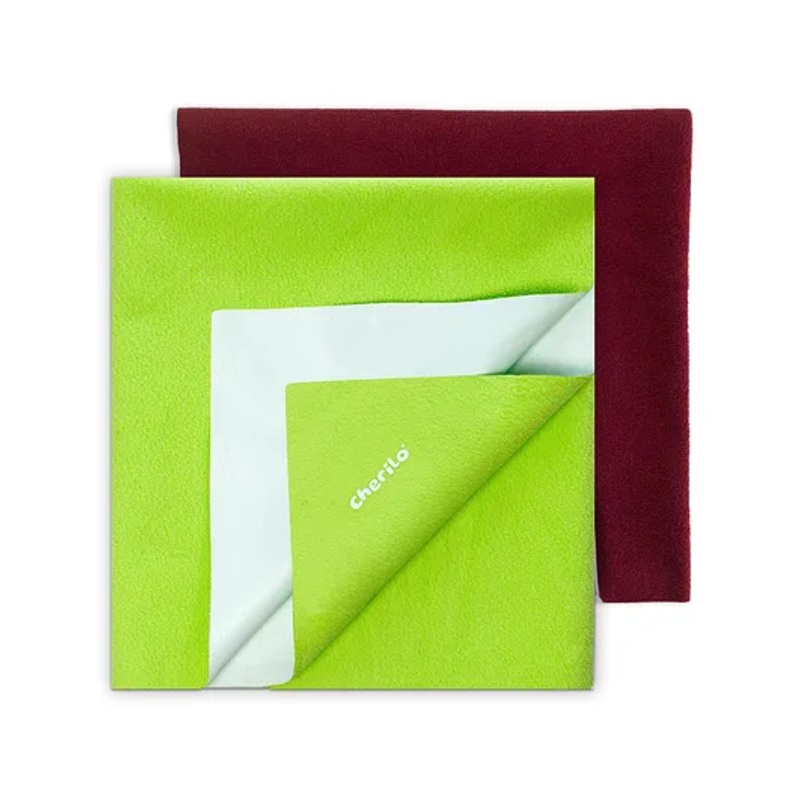 Cherilo Waterproof Baby Bed Protector Sheet Medium Pack of 2 -Maroon & Pista Green