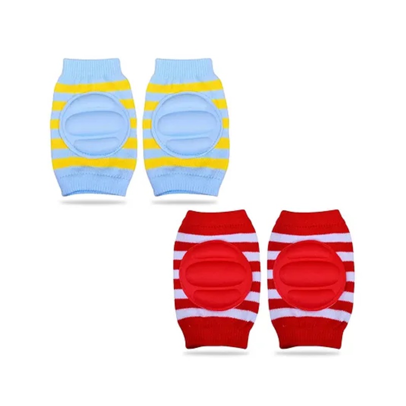 Chinmay Kids Crawling Anti-Slip Padded Stretchable Elastic Cotton Soft Breathable Comfortable Knee & Elbow Cap with Lining Pattern Pack of 2 – Multicolour