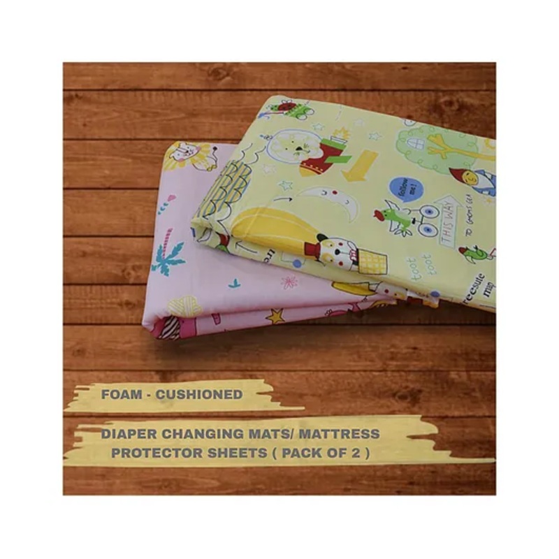 Lollipop Lane Foam-Cushioned Waterproof Sheet Quick-Dry Diaper Changing Mat for Baby – LARGE (Pink and Yellow) (Pack of 2)