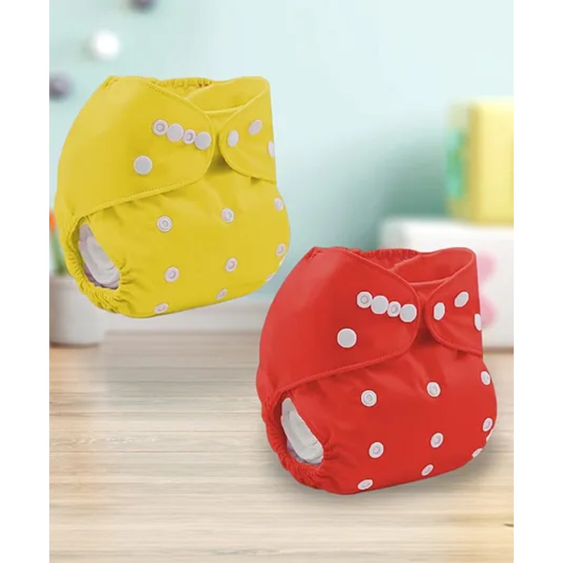 Sparkle Joy Free Size Reusable Cloth Diaper Without Insert Pack Of 2 – Yellow & Red