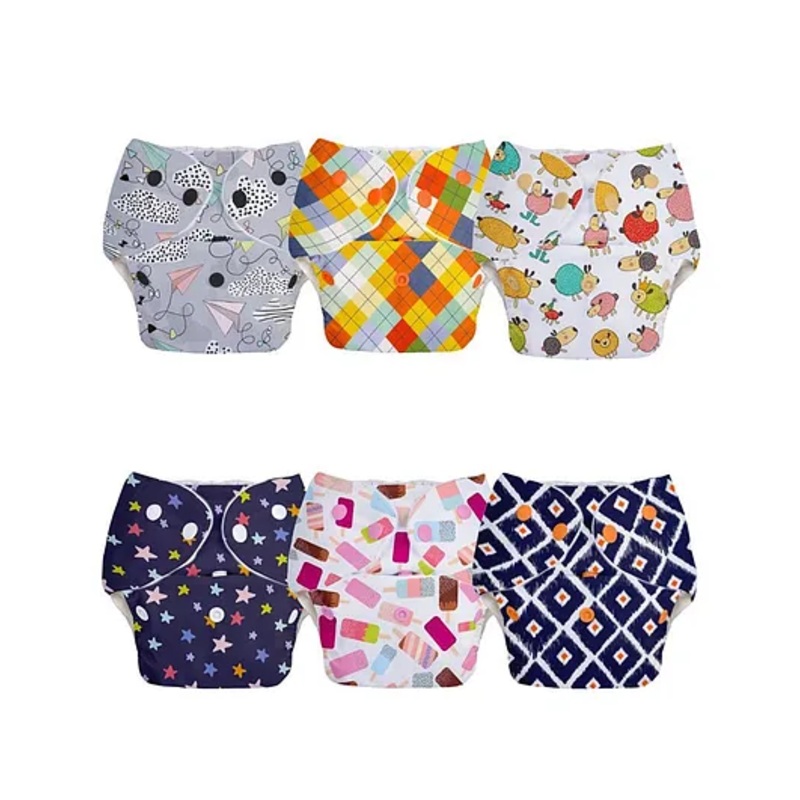SuperBottoms BASIC Reusable Cloth Diaper for babies 0-3 Years | Freesize Adjustable, Washable and Reusable Cloth Diaper for babies | Outer Shell only | (No inserts included) – Pack of 6