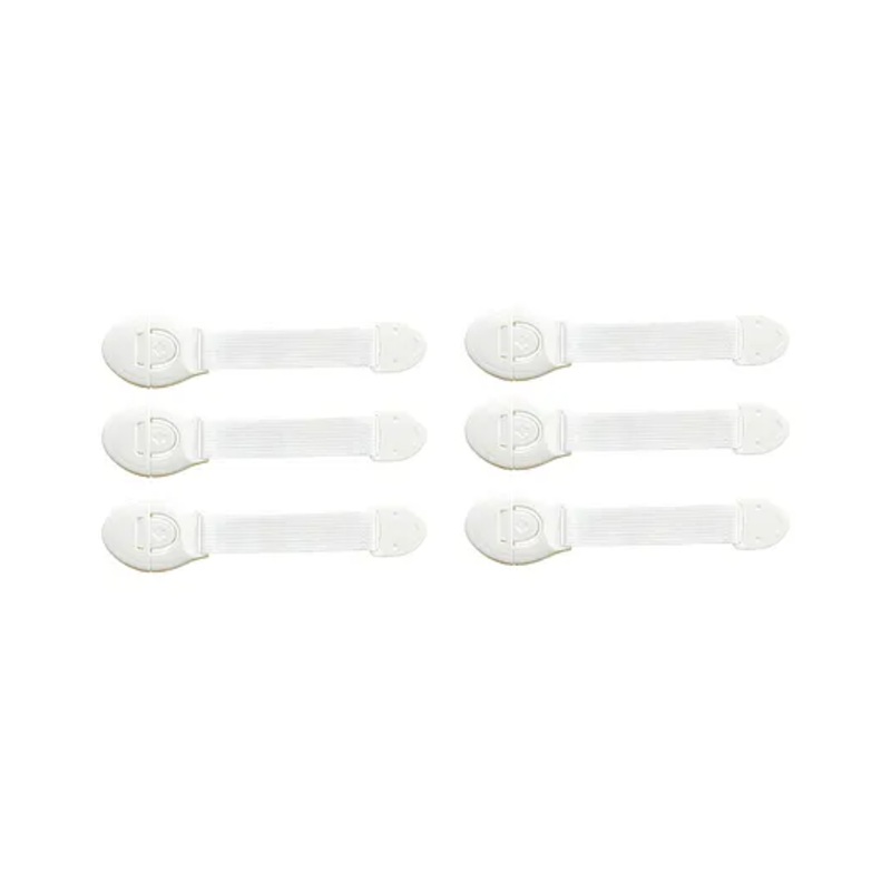THE LITTLE LOOKERS Safety  Strap for Doors, Cabinets, Fridge, Drawers, Dustbin White – Pack of 6