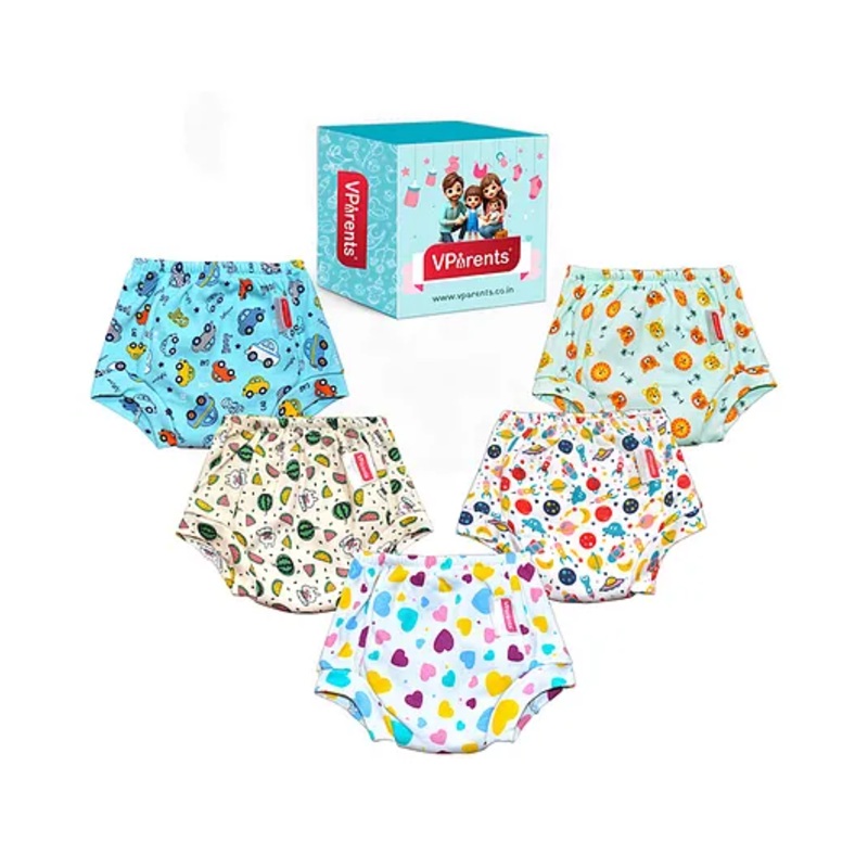 VParents Padded Underwear for Babies and Toddlers with 3 Layers of Cotton Padding Potty Training  Pull Up & Diaper-Free Time Pack of 5 (2 – 3 YEARS ) ( Print may vary)