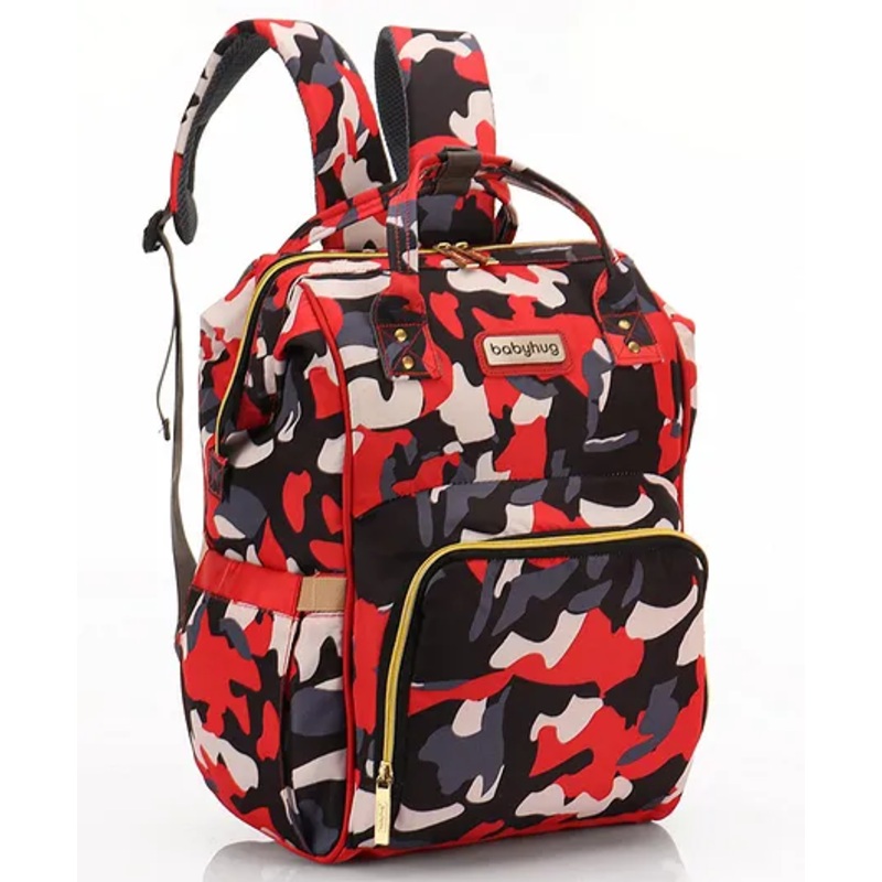 Babyhug Backpack Style Maternity Diaper Bag- Red Grey