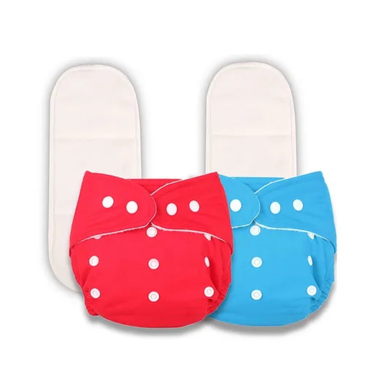 Deedry Cloth Diapers Reusable With Insert Pack of 2 – Red Blue